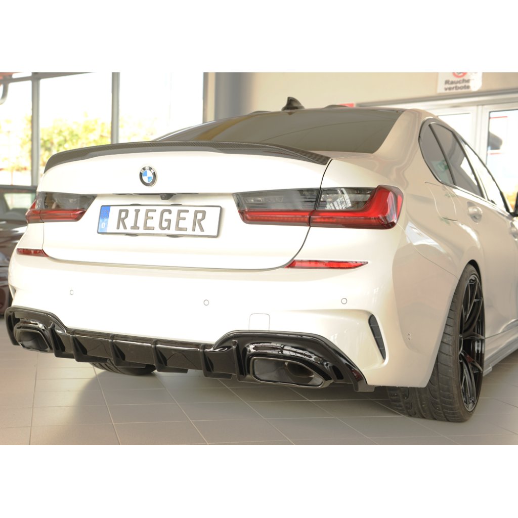Rieger vložka zadního nárazníku pro BMW řada 3 G21 touring, plast ABS lakovaný do černé lesklé barvy, M340i/M340d