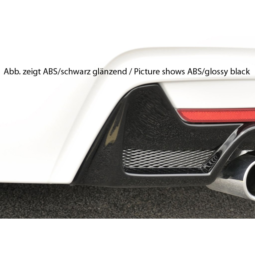 Rieger vložka zadního nárazníku pro BMW řada 4 F32, F33, F36 coupe (3-dvéř.), gran coupe (5-dvéř.), kabriolet vč. faceliftu, plast ABS bez povrchové úpravy, pro orig. dvojitou koncovku vlevo vč. mřížky