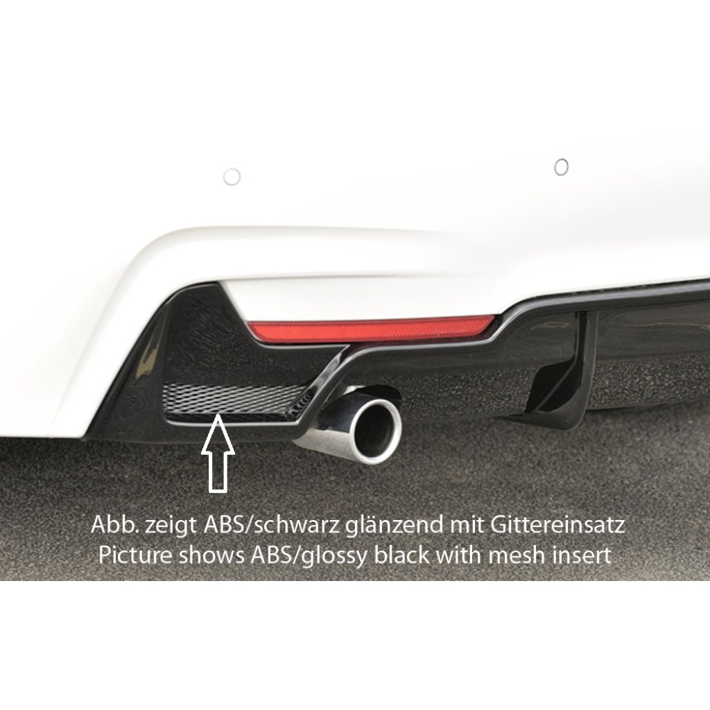 Rieger vložka zadního nárazníku pro BMW řada 4 F32, F33, F36 coupe (3-dvéř.), gran coupe (5-dvéř.), kabriolet vč. faceliftu, plast ABS bez povrchové úpravy, pro orig. koncovku vlevo
