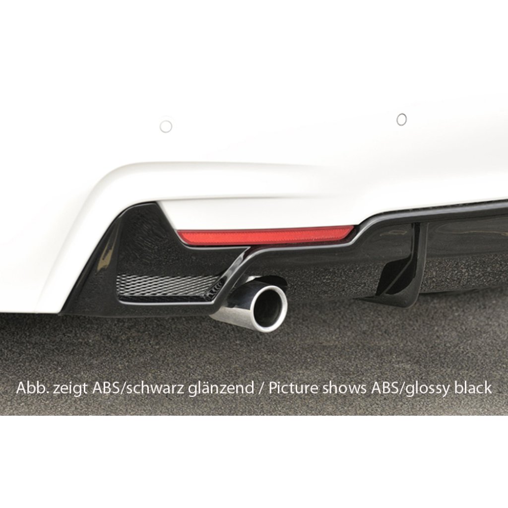 Rieger vložka zadního nárazníku pro BMW řada 4 F32, F33, F36 coupe (3-dvéř.), gran coupe (5-dvéř.), kabriolet vč. faceliftu, plast ABS bez povrchové úpravy, pro orig. koncovku vlevo vč. mřížky