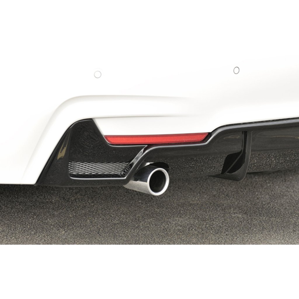 Rieger vložka zadního nárazníku pro BMW řada 4 F32, F33, F36 coupe (3-dvéř.), gran coupe (5-dvéř.), kabriolet vč. faceliftu, plast ABS lakovaný do černé lesklé barvy, pro orig. koncovku vlevo vč. mřížky