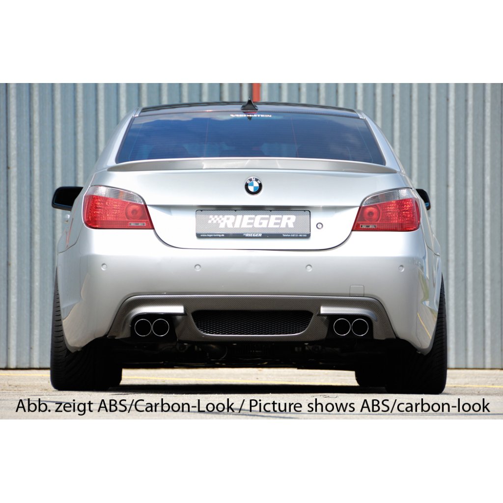 Rieger vložka zadního nárazníku pro BMW řada 5 E60, E61 sedan, touring vč. faceliftu, plast ABS bez povrchové úpravy, pro dvojité koncovky na obou stranách