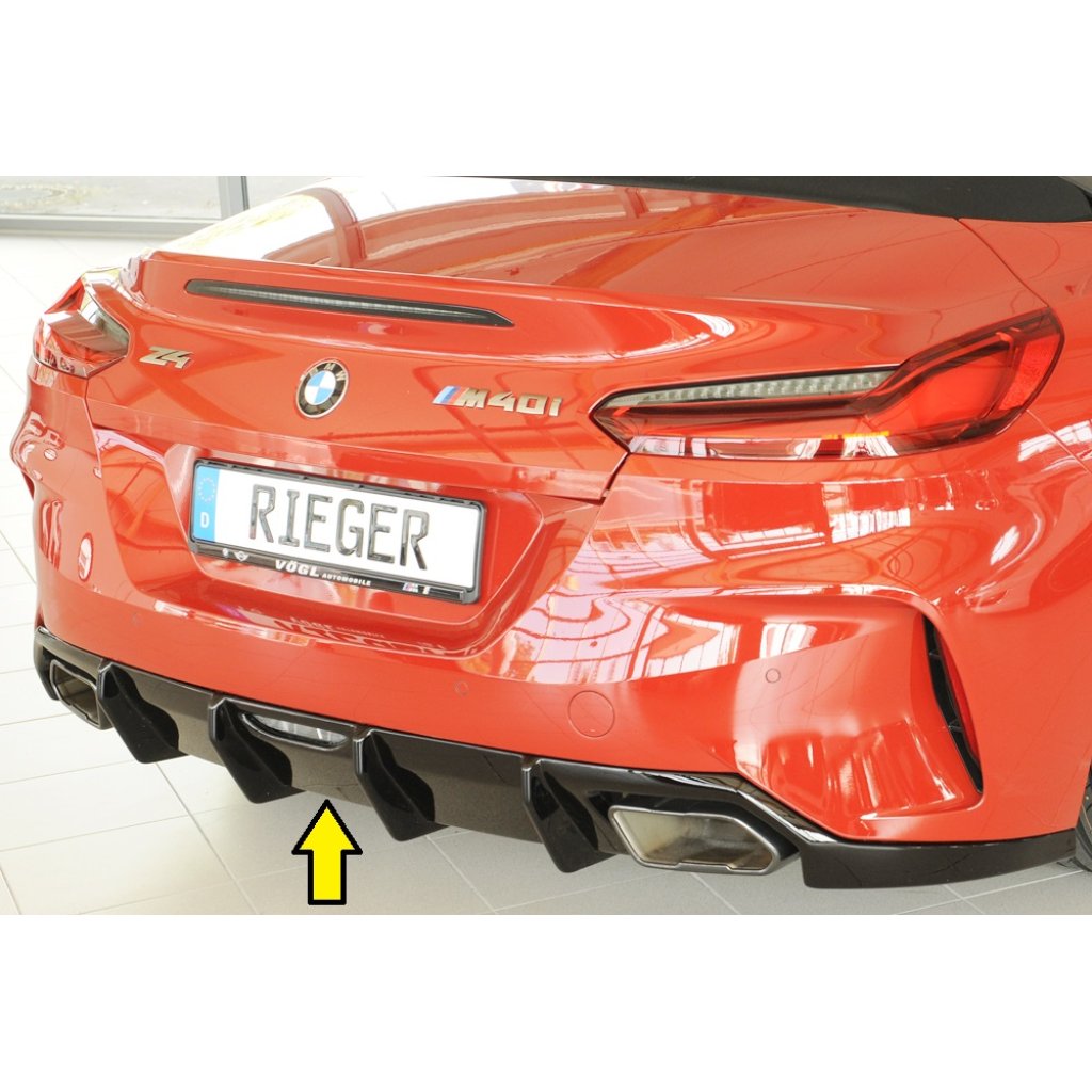 Rieger vložka zadního nárazníku pro BMW Z4 G29, G4Z roadster, plast ABS lakovaný do černé lesklé barvy