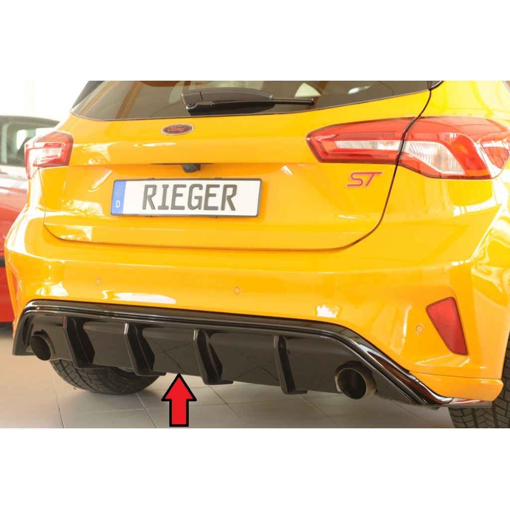 Rieger vložka zadního nárazníku pro Ford Focus 4 ST 5-dvéř. (hatchback), plast ABS lakovaný do černé lesklé barvy