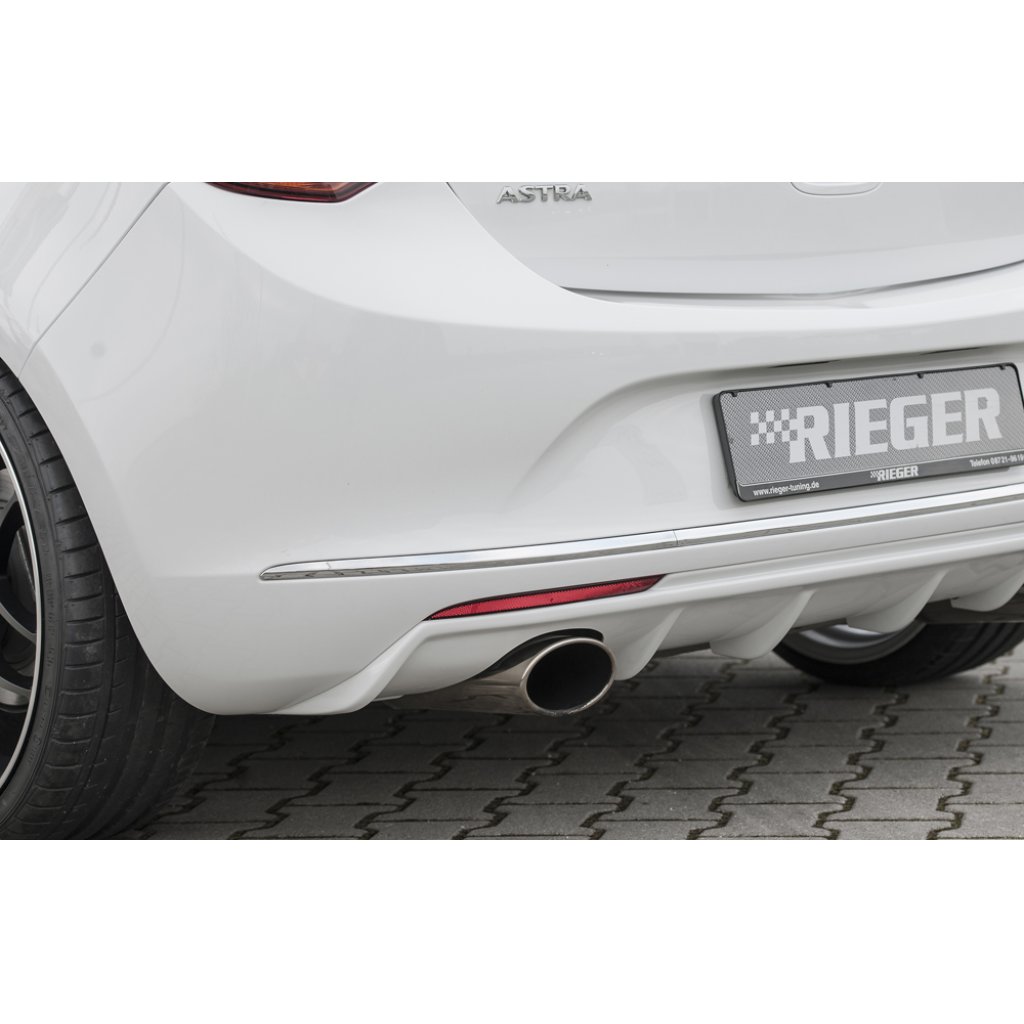 Rieger vložka zadního nárazníku pro Opel Astra J 5-dvéř., hatchback po faceliftu, plast ABS bez povrchové úpravy, pro sportovní koncovku vlevo 140x90 mm