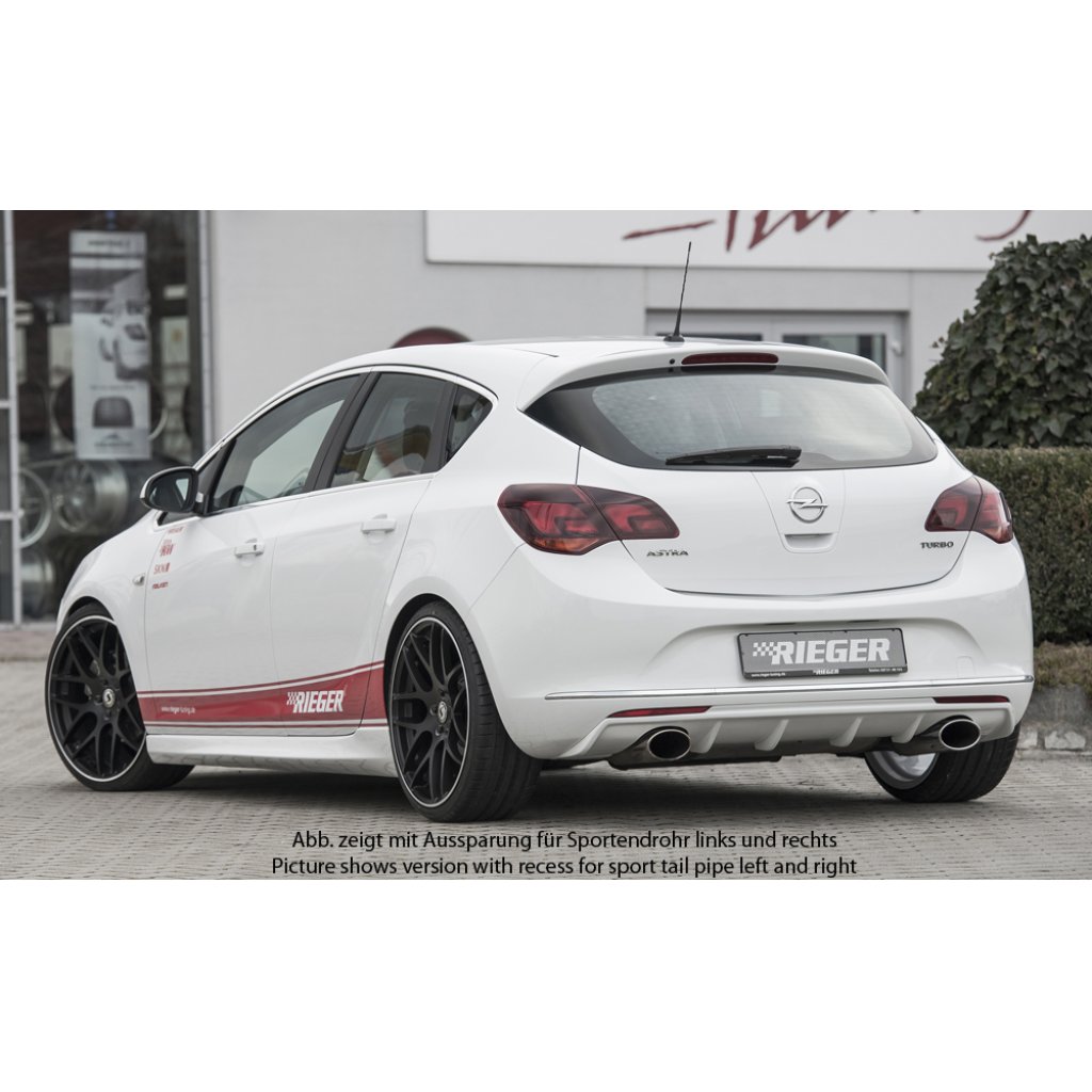Rieger vložka zadního nárazníku pro Opel Astra J 5-dvéř., hatchback po faceliftu, plast ABS bez povrchové úpravy, pro sportovní koncovku vlevo 140x90 mm