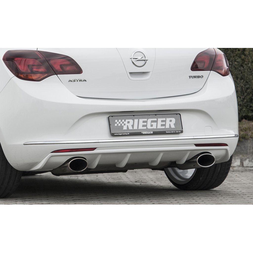 Rieger vložka zadního nárazníku pro Opel Astra J 5-dvéř., hatchback po faceliftu, plast ABS bez povrchové úpravy, pro sportovní koncovky na obou stranách 140x90 mm