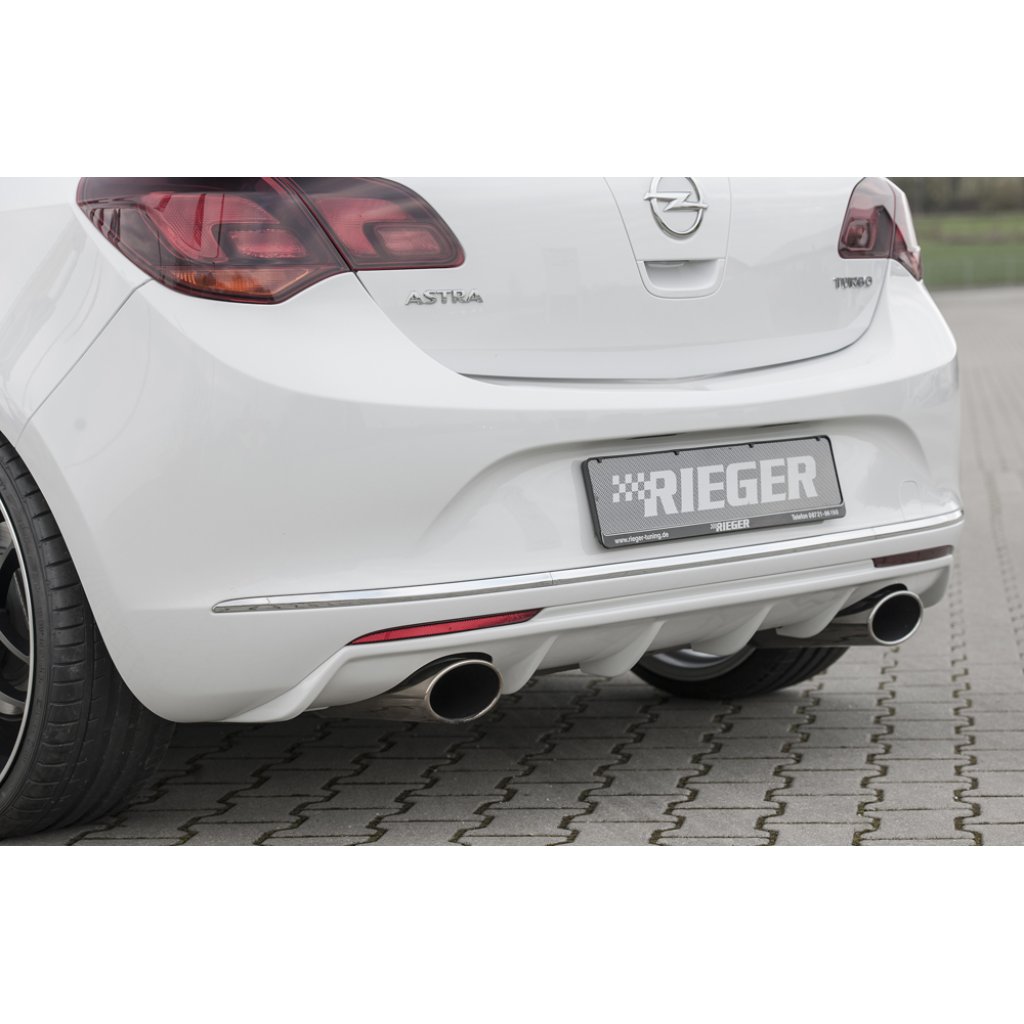 Rieger vložka zadního nárazníku pro Opel Astra J 5-dvéř., hatchback po faceliftu, plast ABS bez povrchové úpravy, pro sportovní koncovky na obou stranách 140x90 mm
