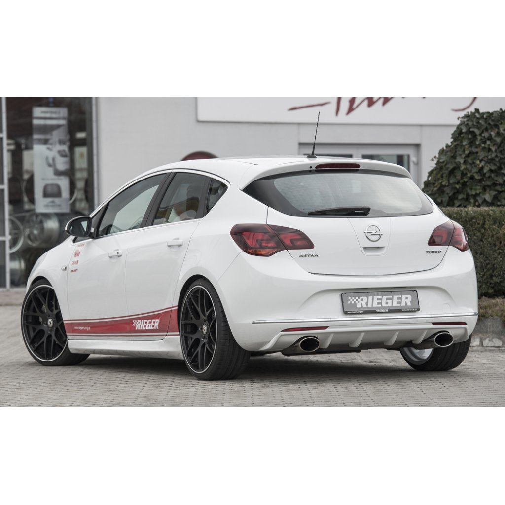Rieger vložka zadního nárazníku pro Opel Astra J 5-dvéř., hatchback po faceliftu, plast ABS bez povrchové úpravy, pro sportovní koncovky na obou stranách 140x90 mm