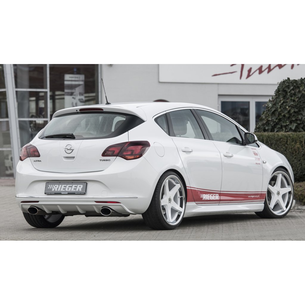 Rieger vložka zadního nárazníku pro Opel Astra J 5-dvéř., hatchback po faceliftu, plast ABS bez povrchové úpravy, pro sportovní koncovky na obou stranách 140x90 mm