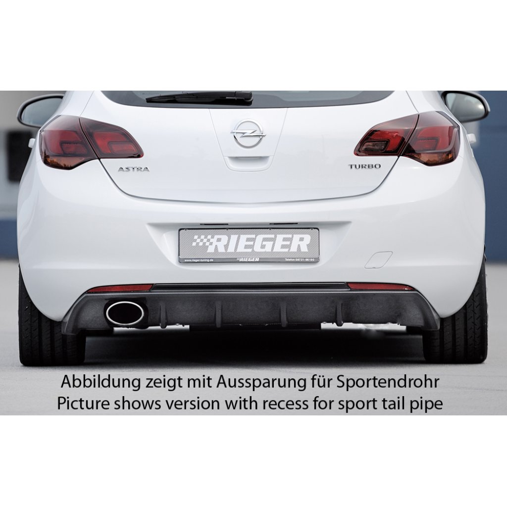 Rieger vložka zadního nárazníku pro Opel Astra J 5-dvéř., hatchback před faceliftem, plast ABS s povrchovou úpravou Carbon-Look, pro orig. koncovku vlevo