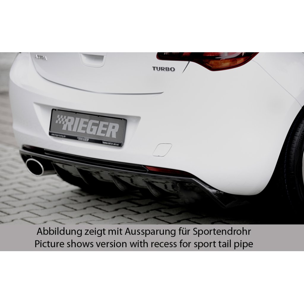 Rieger vložka zadního nárazníku pro Opel Astra J 5-dvéř., hatchback před faceliftem, plast ABS s povrchovou úpravou Carbon-Look, pro orig. koncovku vlevo