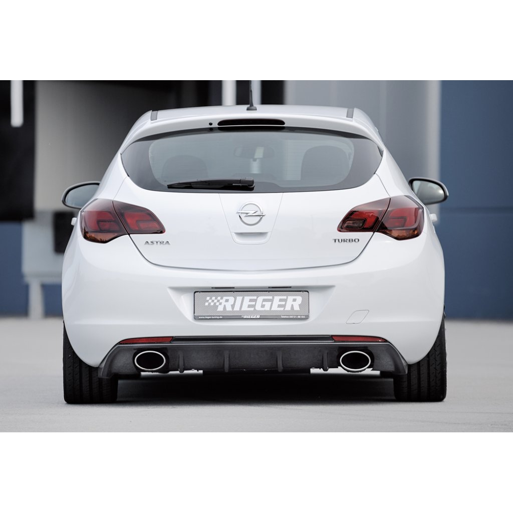 Rieger vložka zadního nárazníku pro Opel Astra J 5-dvéř., hatchback před faceliftem, plast ABS s povrchovou úpravou Carbon-Look, pro sportovní koncovky na obou stranách 140x90 mm