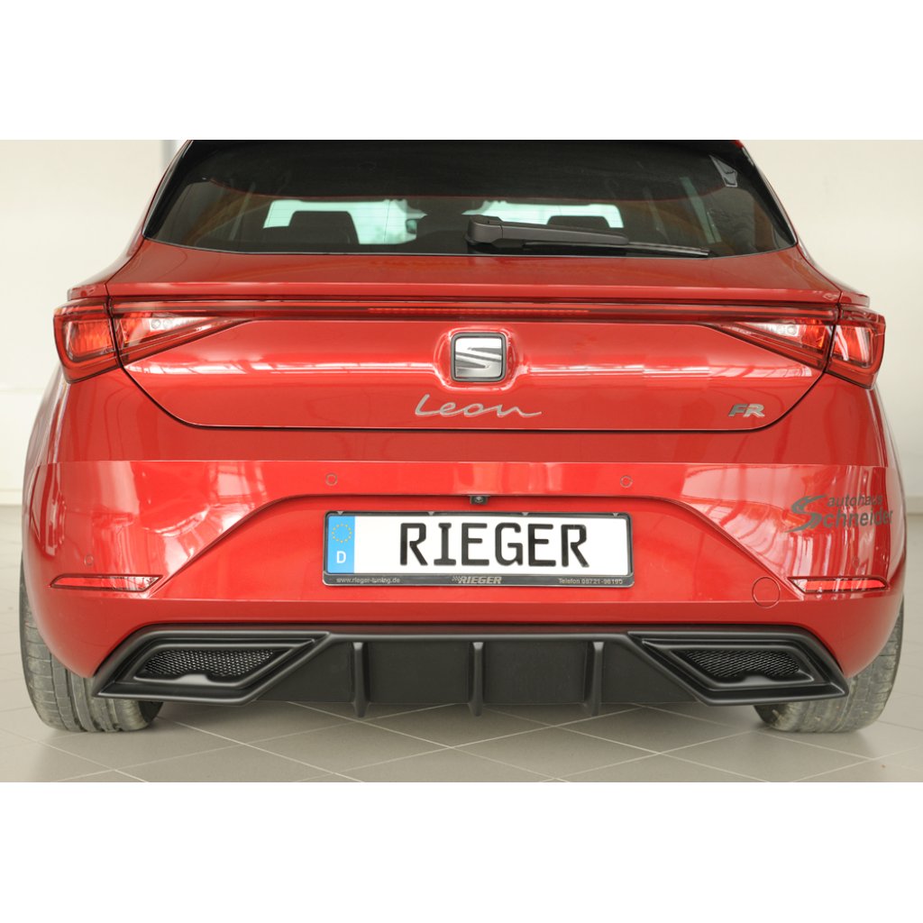 Rieger vložka zadního nárazníku pro orig. koncový tlumič výfuku pro Seat Leon KL 5-dvéř., 04/20-, plast ABS bez povrchové úpravy, mont. strana