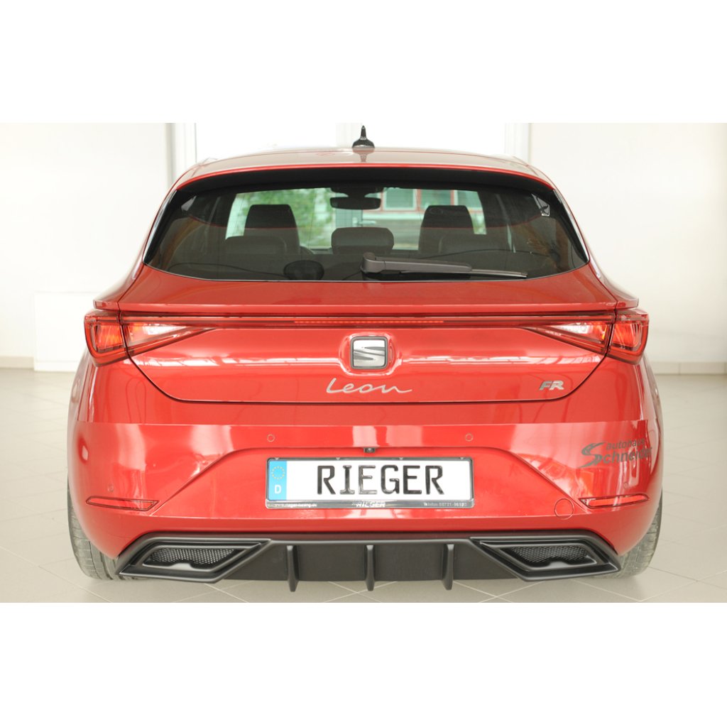 Rieger vložka zadního nárazníku pro orig. koncový tlumič výfuku pro Seat Leon KL 5-dvéř., 04/20-, plast ABS bez povrchové úpravy, mont. strana