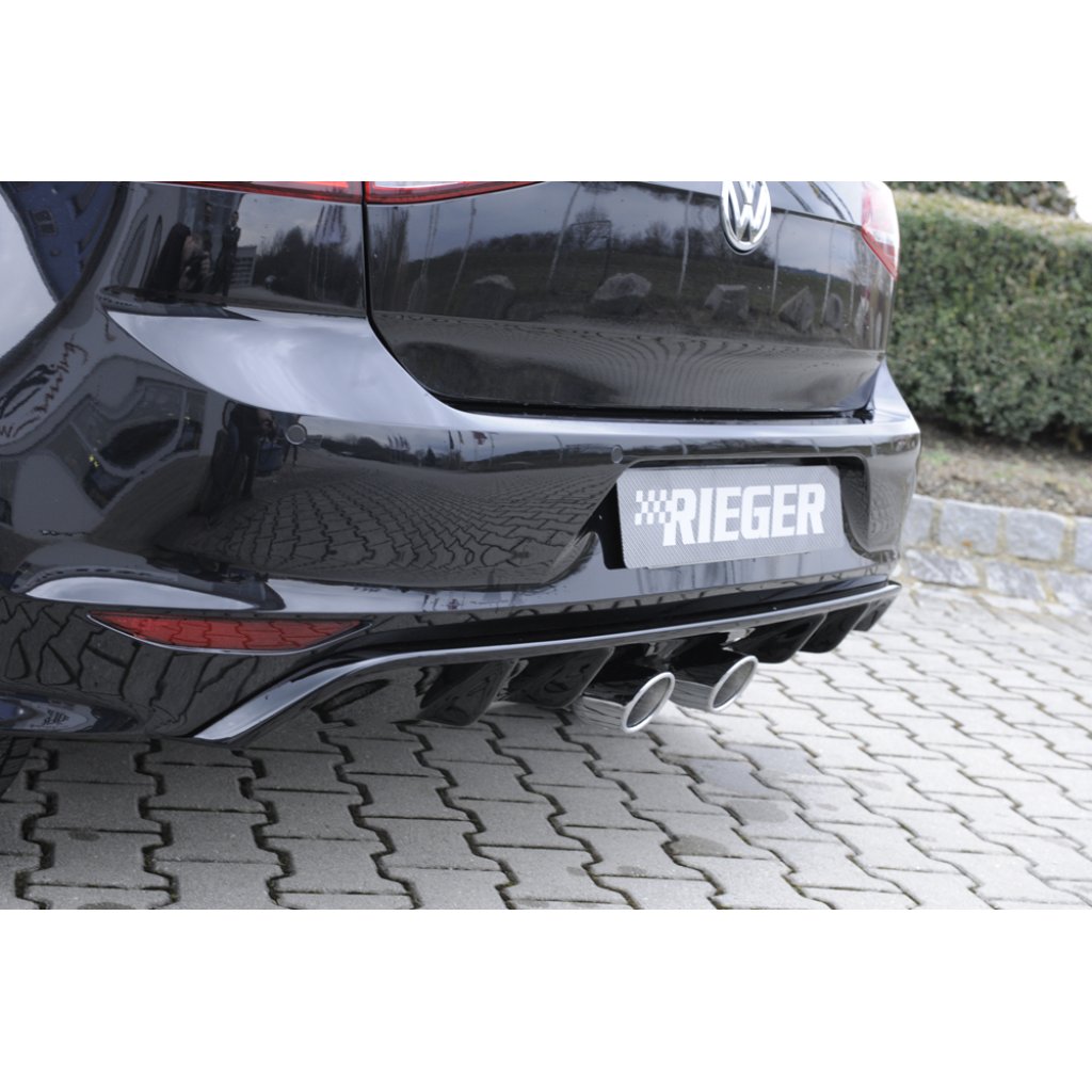 Rieger vložka zadního nárazníku pro R-Line zadní nárazník pro Volkswagen Golf 7 3-dvéř., 5-dvéř. před faceliftem, plast ABS lakovaný do černé lesklé barvy