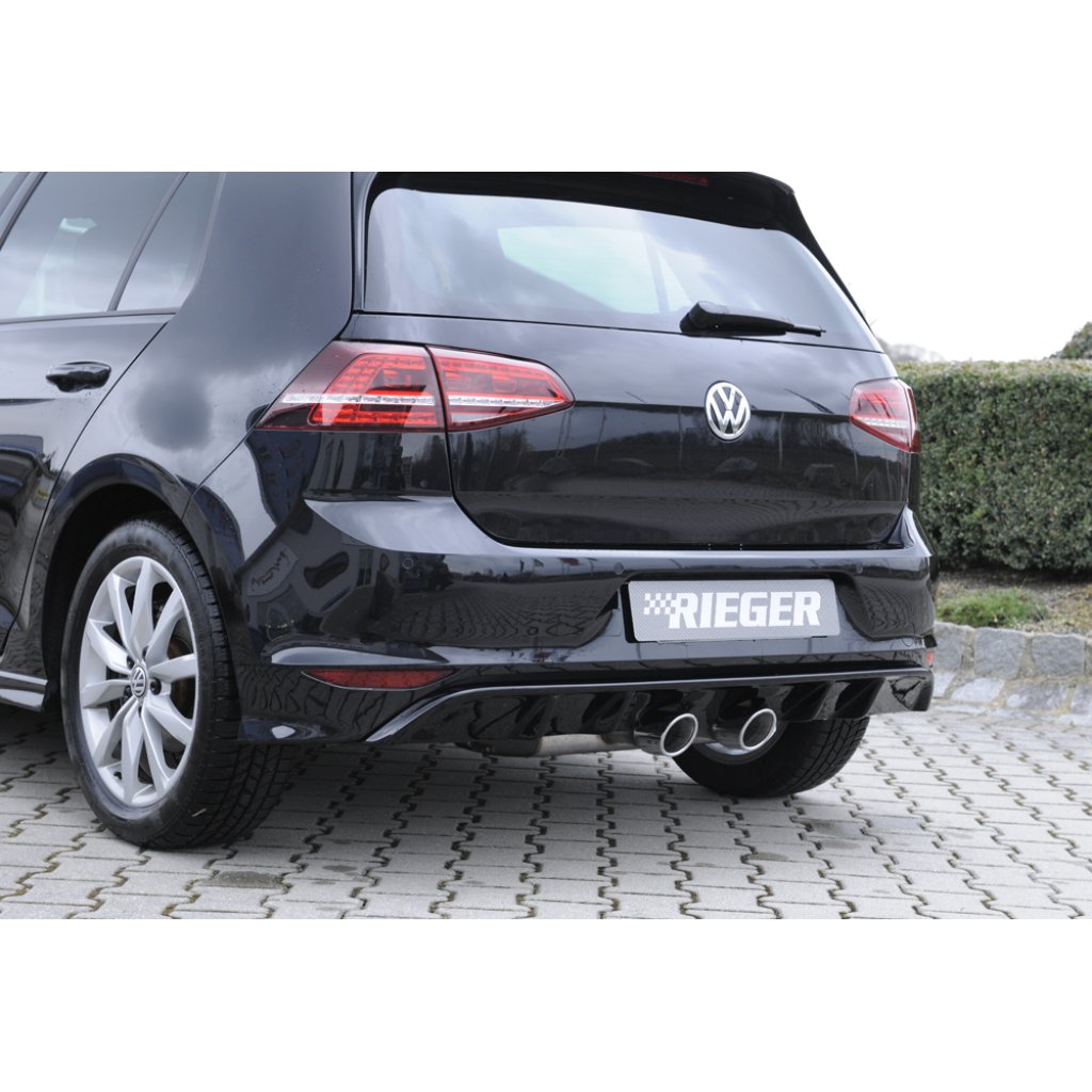 Rieger vložka zadního nárazníku pro R-Line zadní nárazník pro Volkswagen Golf 7 3-dvéř., 5-dvéř. před faceliftem, plast ABS lakovaný do černé lesklé barvy