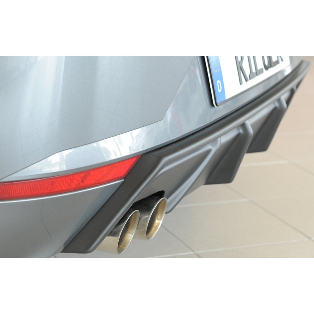 Rieger vložka zadního nárazníku pro Seat Ibiza KJ 5-dvéř., plast ABS bez povrchové úpravy, pro dvojitou koncovku vlevo 2x76 mm