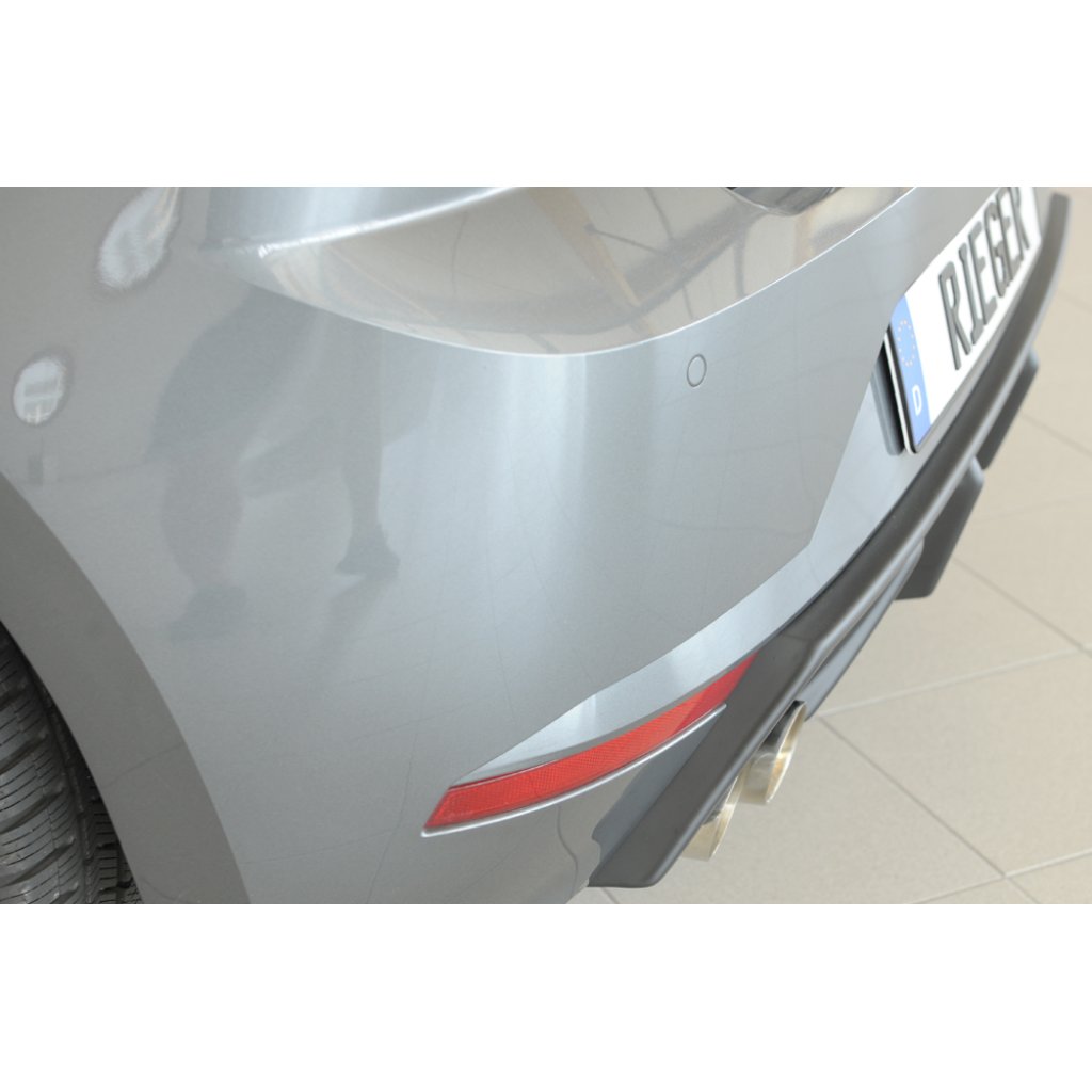 Rieger vložka zadního nárazníku pro Seat Ibiza KJ 5-dvéř., plast ABS bez povrchové úpravy, pro dvojitou koncovku vlevo 2x76 mm