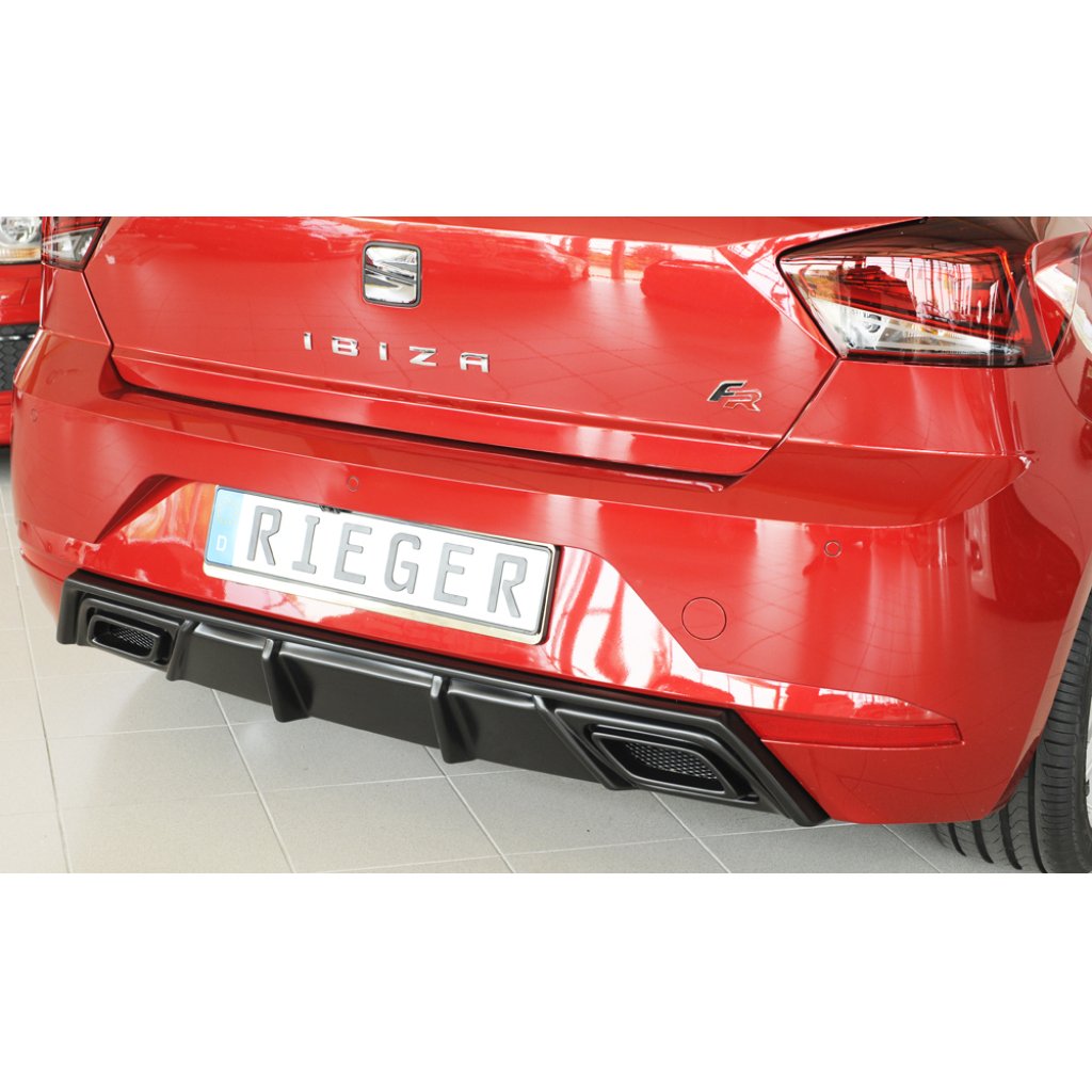 Rieger vložka zadního nárazníku pro Seat Ibiza KJ 5-dvéř., plast ABS bez povrchové úpravy, pro orig. výfukový systém