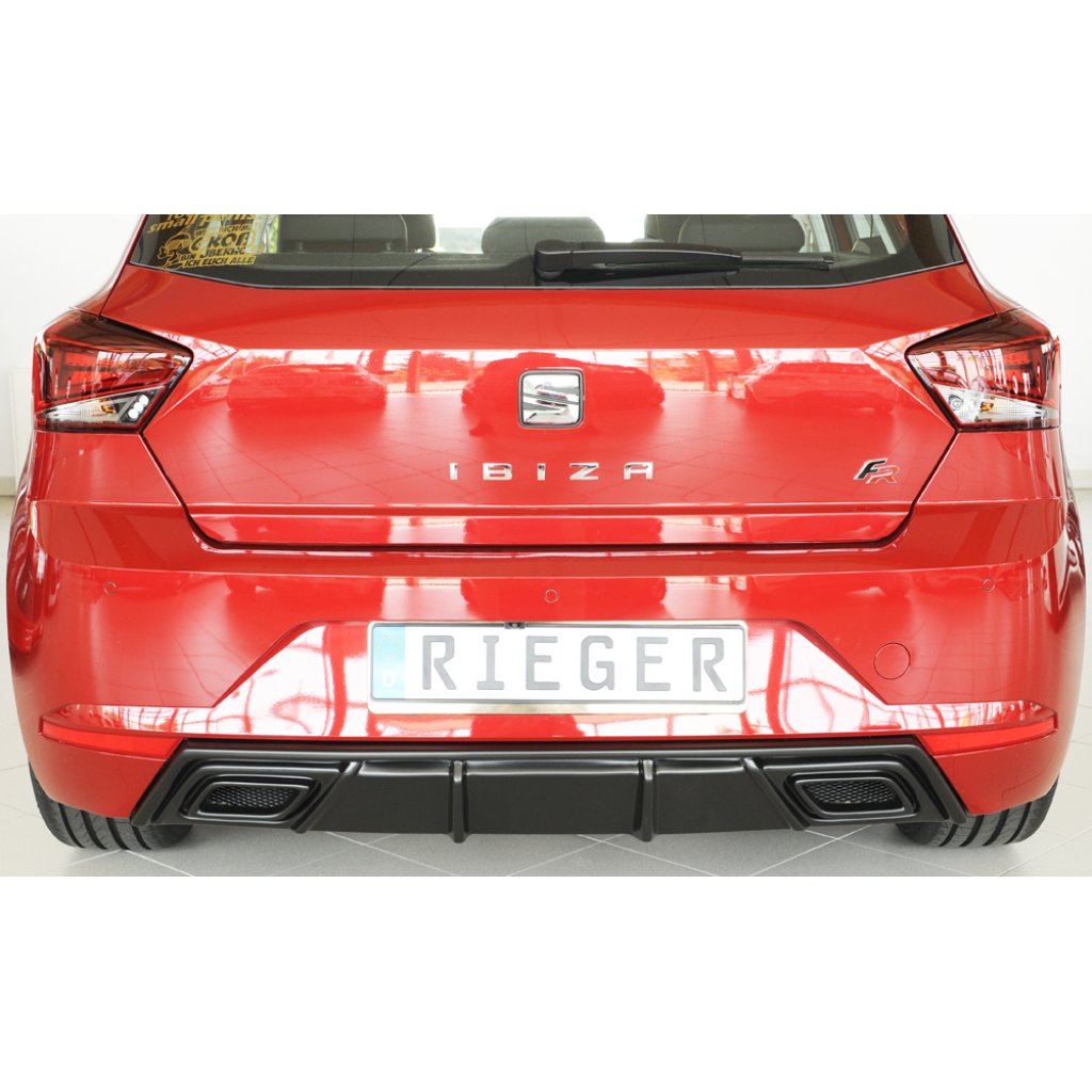 Rieger vložka zadního nárazníku pro Seat Ibiza KJ 5-dvéř., plast ABS bez povrchové úpravy, pro orig. výfukový systém