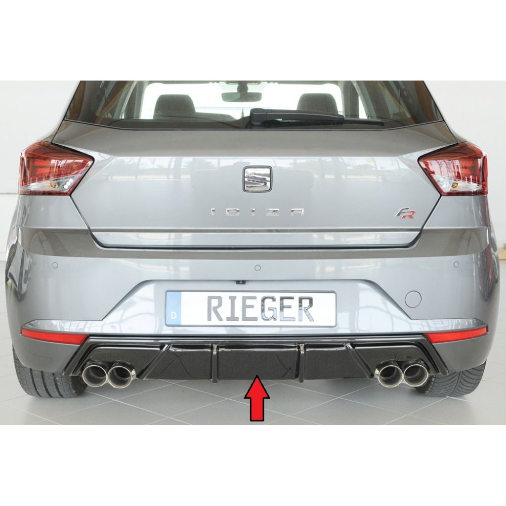 Rieger vložka zadního nárazníku pro Seat Ibiza KJ 5-dvéř., plast ABS lakovaný do černé lesklé barvy