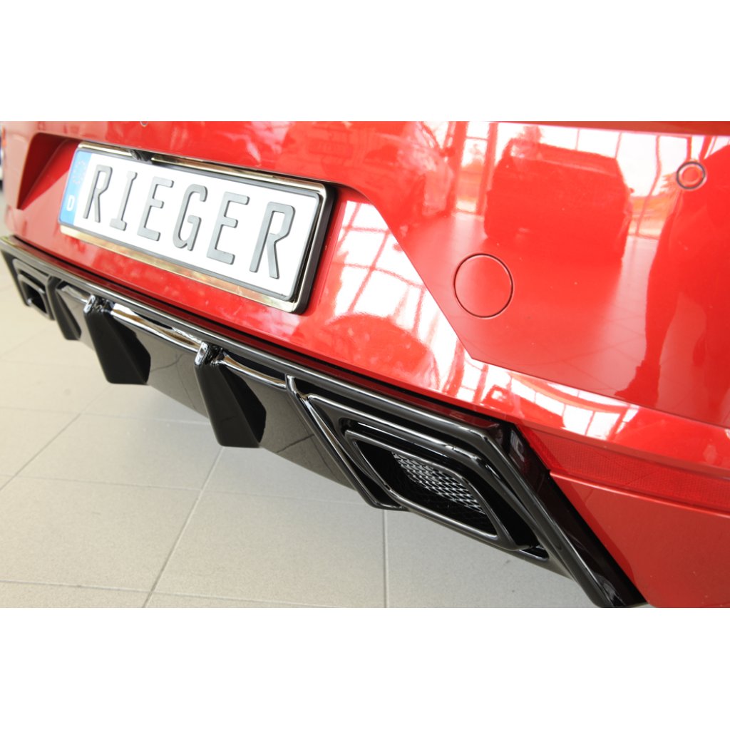 Rieger vložka zadního nárazníku pro Seat Ibiza KJ 5-dvéř., plast ABS lakovaný do černé lesklé barvy, pro orig. výfukový systém
