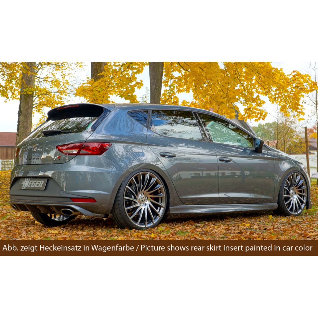 Rieger vložka zadního nárazníku pro Seat Leon Cupra 5F 3-dvéř. (sc), 5-dvéř. před faceliftem, plast ABS bez povrchové úpravy, plast ABS lakovaný do černé lesklé barvy