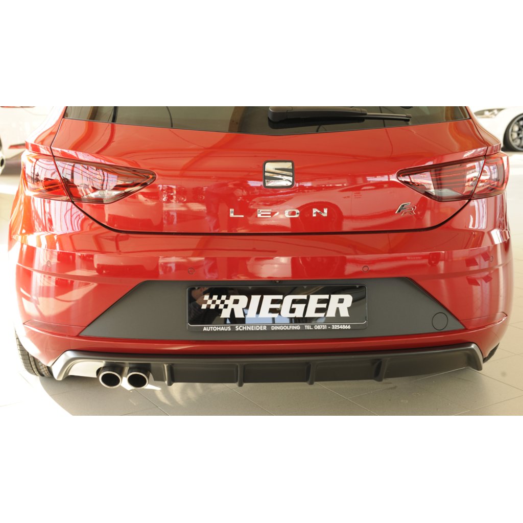Rieger vložka zadního nárazníku pro Seat Leon FR 5F 3-dvéř. (sc), 5-dvéř. po faceliftu, plast ABS bez povrchové úpravy, pro dvojitou koncovku vlevo