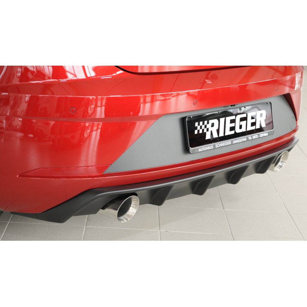Rieger vložka zadního nárazníku pro Seat Leon FR 5F 3-dvéř. (sc), 5-dvéř. po faceliftu, plast ABS bez povrchové úpravy, pro sportovní koncovky na obou stranách 100 mm