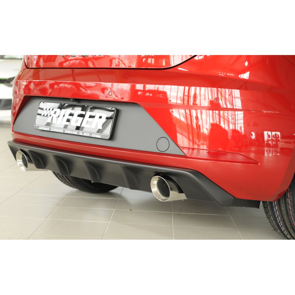 Rieger vložka zadního nárazníku pro Seat Leon FR 5F 3-dvéř. (sc), 5-dvéř. po faceliftu, plast ABS bez povrchové úpravy, pro sportovní koncovky na obou stranách 100 mm