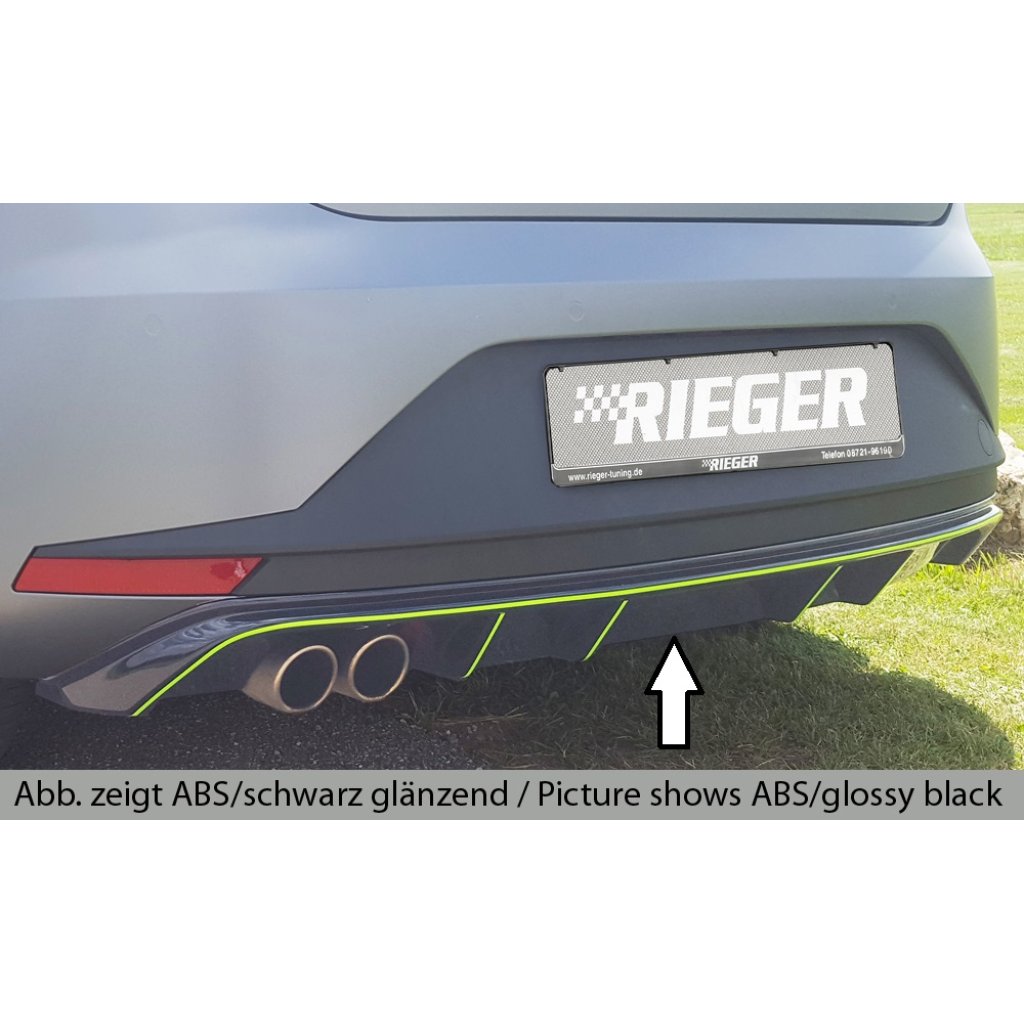 Rieger vložka zadního nárazníku pro Seat Leon FR 5F 3-dvéř. (sc), 5-dvéř. před faceliftem, plast ABS bez povrchové úpravy, pro dvojitou koncovku vlevo