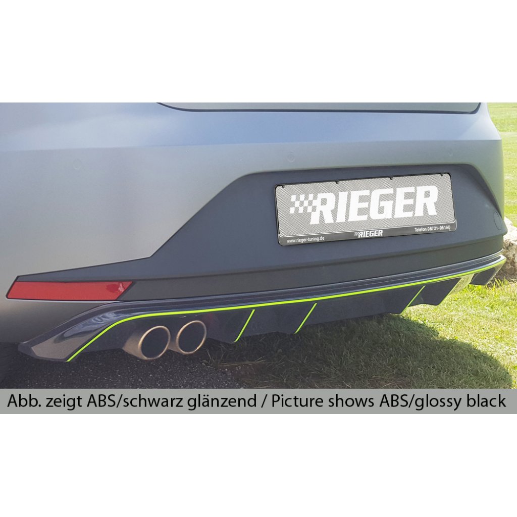 Rieger vložka zadního nárazníku pro Seat Leon FR 5F 3-dvéř. (sc), 5-dvéř. před faceliftem, plast ABS bez povrchové úpravy, pro dvojitou koncovku vlevo