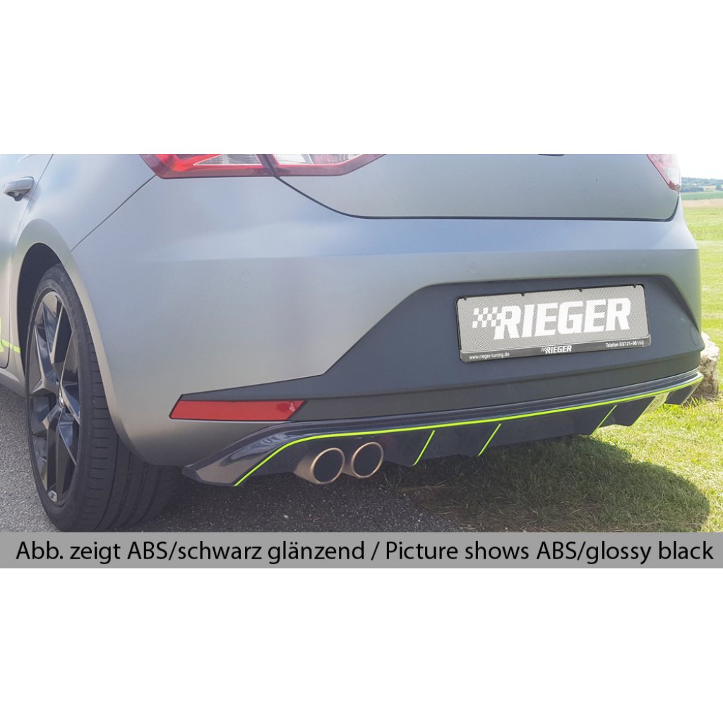 Rieger vložka zadního nárazníku pro Seat Leon FR 5F 3-dvéř. (sc), 5-dvéř. před faceliftem, plast ABS bez povrchové úpravy, pro dvojitou koncovku vlevo