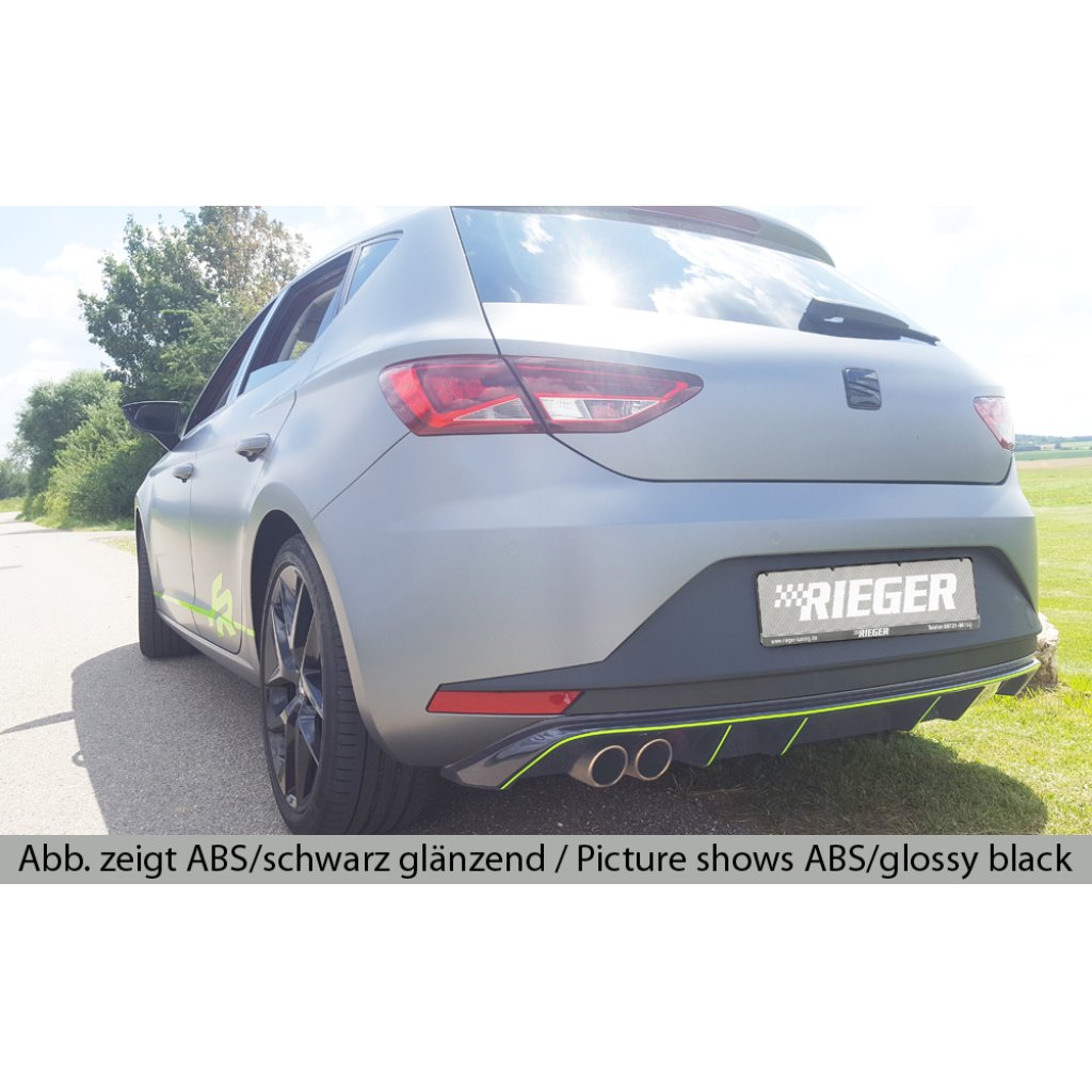 Rieger vložka zadního nárazníku pro Seat Leon FR 5F 3-dvéř. (sc), 5-dvéř. před faceliftem, plast ABS bez povrchové úpravy, pro dvojitou koncovku vlevo