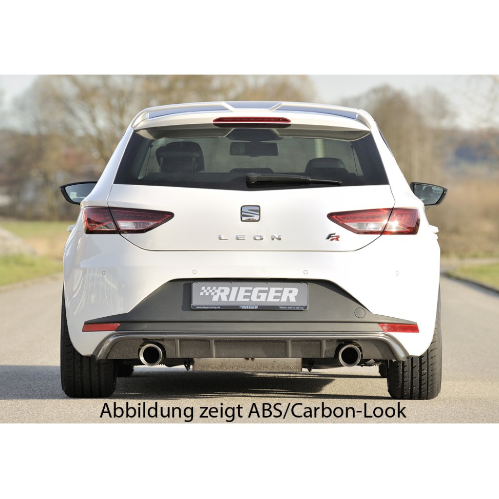 Rieger vložka zadního nárazníku pro Seat Leon FR 5F 3-dvéř. (sc), 5-dvéř. před faceliftem, plast ABS lakovaný do černé lesklé barvy, pro sportovní koncovky na obou stranách 100 mm