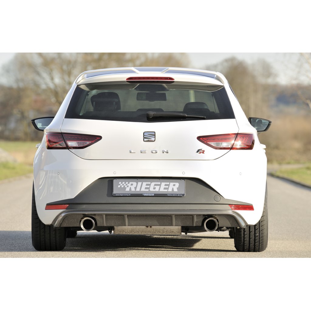 Rieger vložka zadního nárazníku pro Seat Leon FR 5F 3-dvéř. (sc), 5-dvéř. před faceliftem, plast ABS s povrchovou úpravou Carbon-Look, pro sportovní koncovky na obou stranách 100 mm