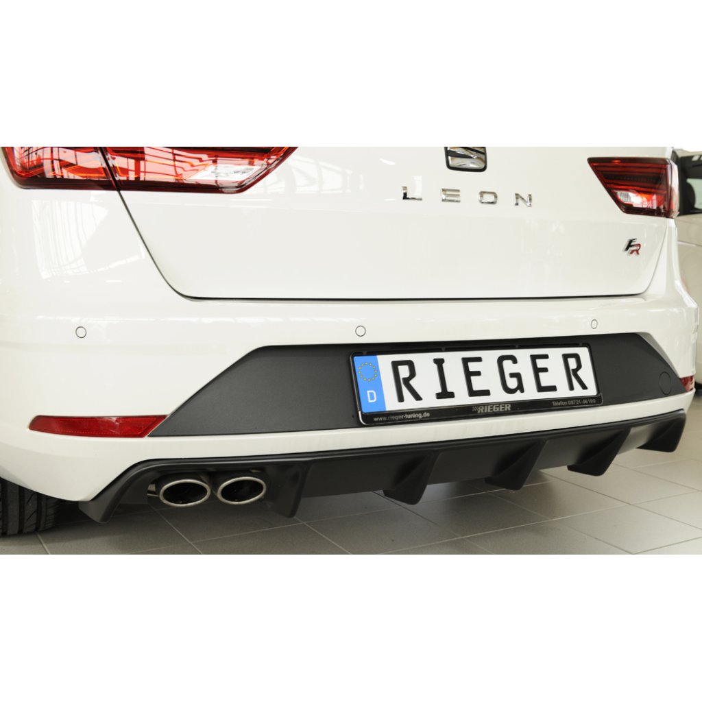 Rieger vložka zadního nárazníku pro Seat Leon FR 5F 5-dvéř. (ST/Combi) po faceliftu, plast ABS bez povrchové úpravy, pro dvojitou koncovku vlevo