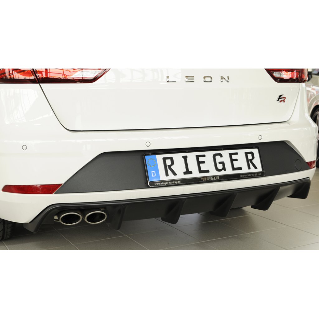 Rieger vložka zadního nárazníku pro Seat Leon FR 5F 5-dvéř. (ST/Combi) po faceliftu, plast ABS bez povrchové úpravy, pro dvojitou koncovku vlevo