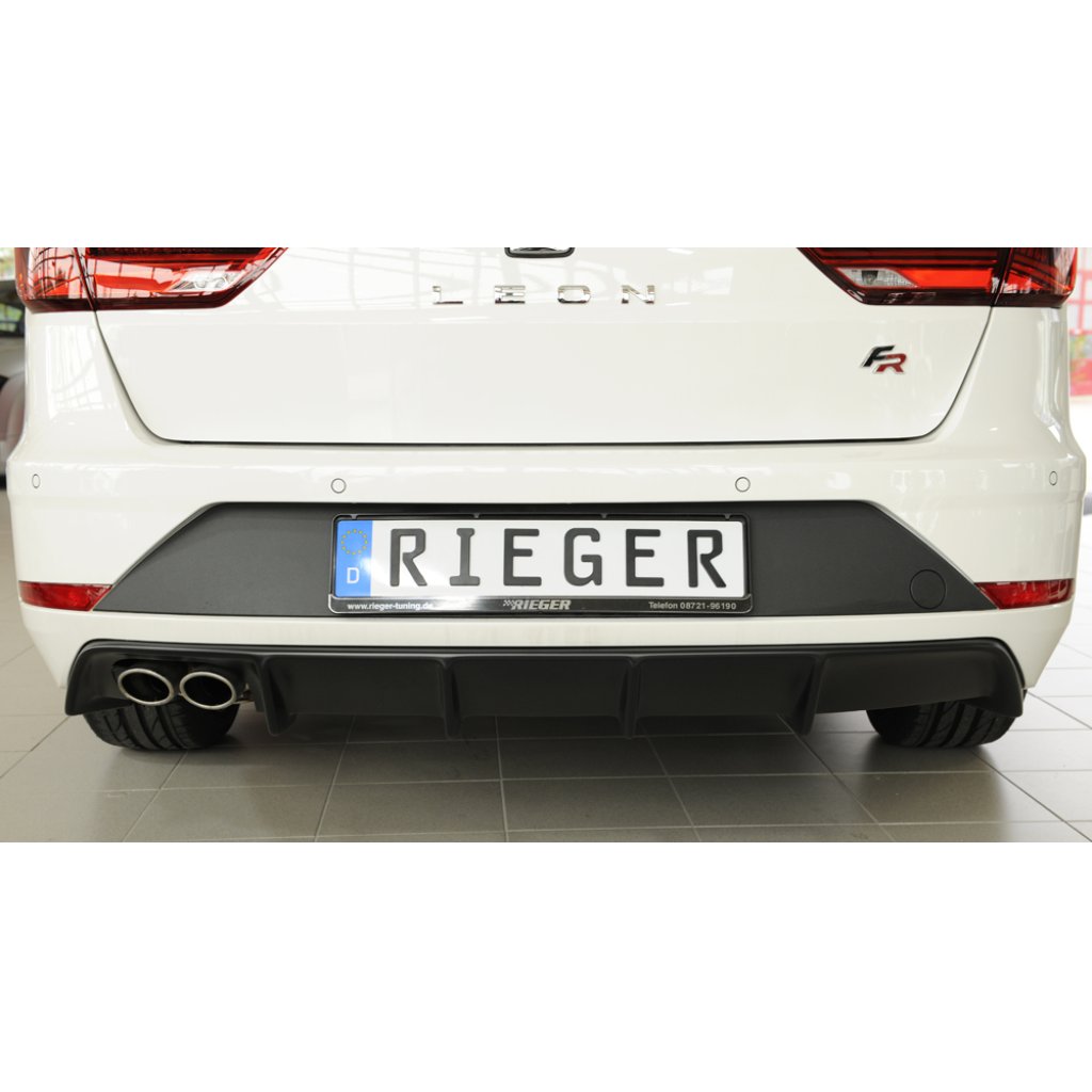 Rieger vložka zadního nárazníku pro Seat Leon FR 5F 5-dvéř. (ST/Combi) po faceliftu, plast ABS bez povrchové úpravy, pro dvojitou koncovku vlevo