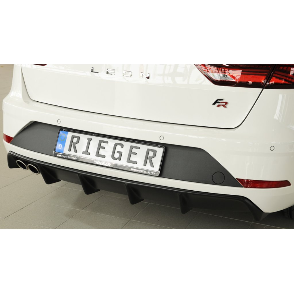 Rieger vložka zadního nárazníku pro Seat Leon FR 5F 5-dvéř. (ST/Combi) po faceliftu, plast ABS bez povrchové úpravy, pro dvojitou koncovku vlevo