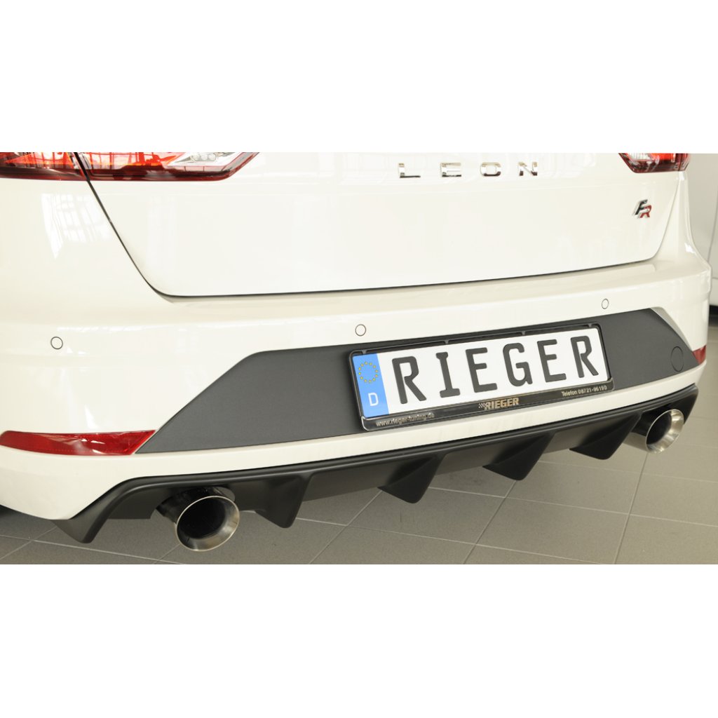 Rieger vložka zadního nárazníku pro Seat Leon FR 5F 5-dvéř. (ST/Combi) po faceliftu, plast ABS bez povrchové úpravy, pro sportovní koncovky na obou stranách 100 mm