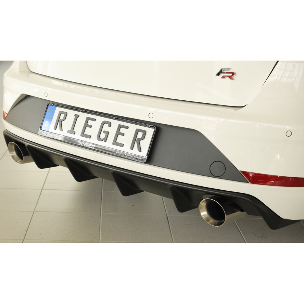 Rieger vložka zadního nárazníku pro Seat Leon FR 5F 5-dvéř. (ST/Combi) po faceliftu, plast ABS bez povrchové úpravy, pro sportovní koncovky na obou stranách 100 mm