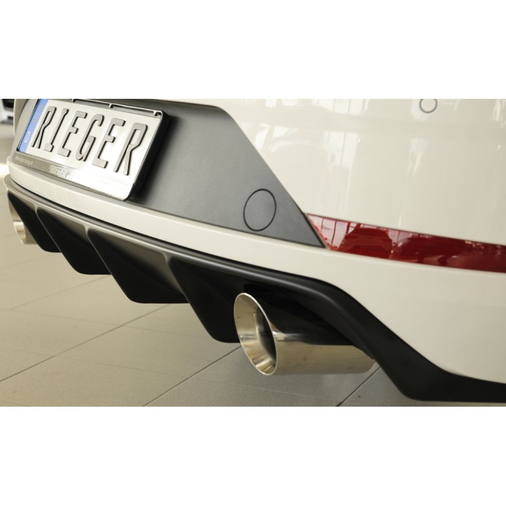 Rieger vložka zadního nárazníku pro Seat Leon FR 5F 5-dvéř. (ST/Combi) po faceliftu, plast ABS bez povrchové úpravy, pro sportovní koncovky na obou stranách 100 mm