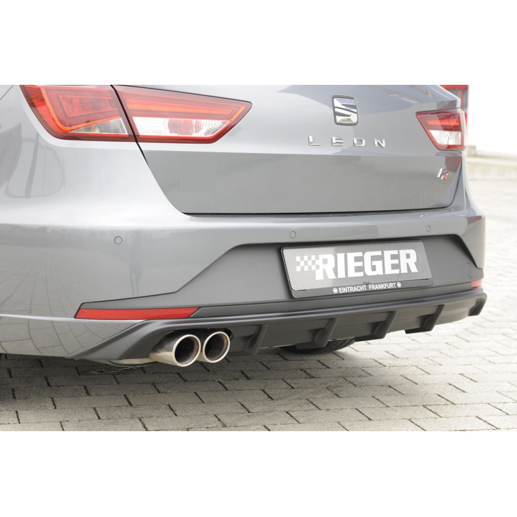 Rieger vložka zadního nárazníku pro Seat Leon FR 5F 5-dvéř. (ST/Combi) před faceliftem, plast ABS bez povrchové úpravy, pro dvojitou koncovku vlevo
