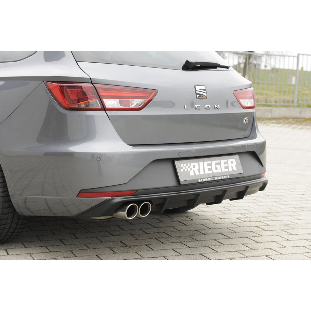 Rieger vložka zadního nárazníku pro Seat Leon FR 5F 5-dvéř. (ST/Combi) před faceliftem, plast ABS bez povrchové úpravy, pro dvojitou koncovku vlevo