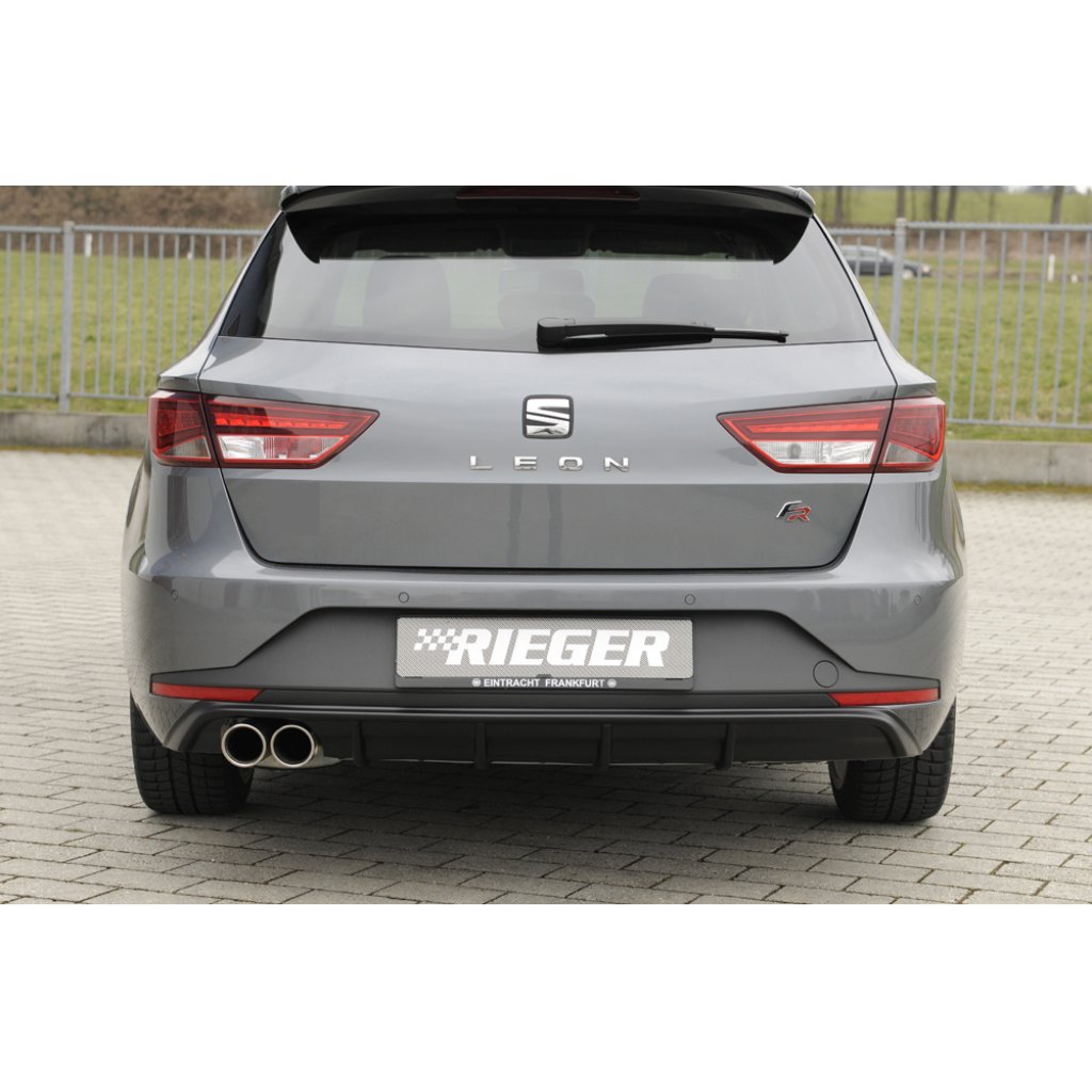 Rieger vložka zadního nárazníku pro Seat Leon FR 5F 5-dvéř. (ST/Combi) před faceliftem, plast ABS bez povrchové úpravy, pro dvojitou koncovku vlevo