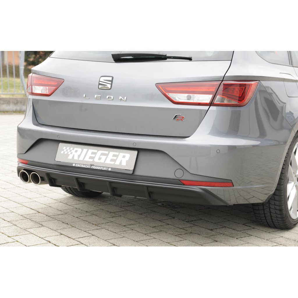 Rieger vložka zadního nárazníku pro Seat Leon FR 5F 5-dvéř. (ST/Combi) před faceliftem, plast ABS bez povrchové úpravy, pro dvojitou koncovku vlevo
