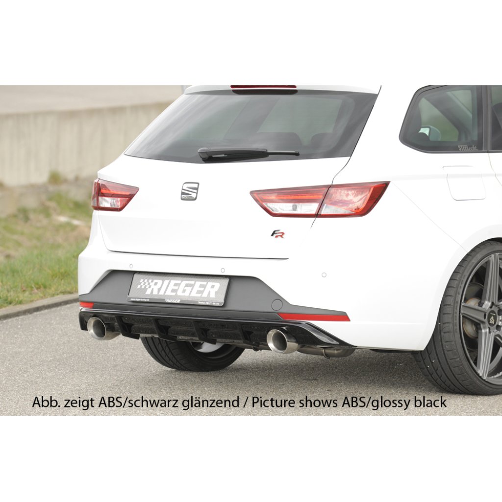 Rieger vložka zadního nárazníku pro Seat Leon FR 5F 5-dvéř. (ST/Combi) před faceliftem, plast ABS bez povrchové úpravy, pro sportovní koncovky na obou stranách 100 mm