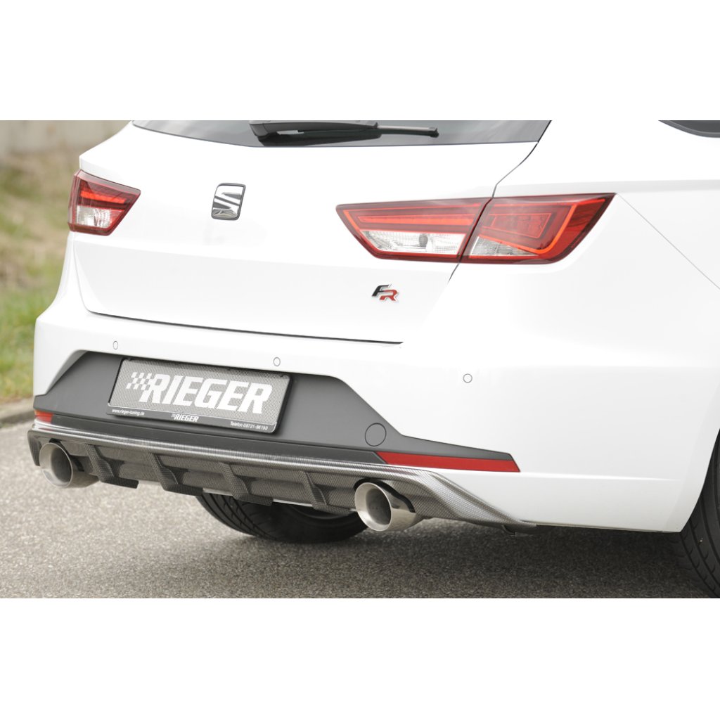 Rieger vložka zadního nárazníku pro Seat Leon FR 5F 5-dvéř. (ST/Combi) před faceliftem, plast ABS s povrchovou úpravou Carbon-Look, pro sportovní koncovky na obou stranách 100 mm